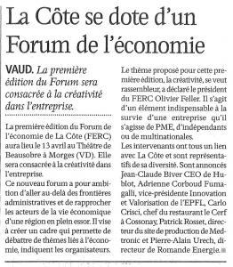 La Côte se dote d'un Forum de l'économie